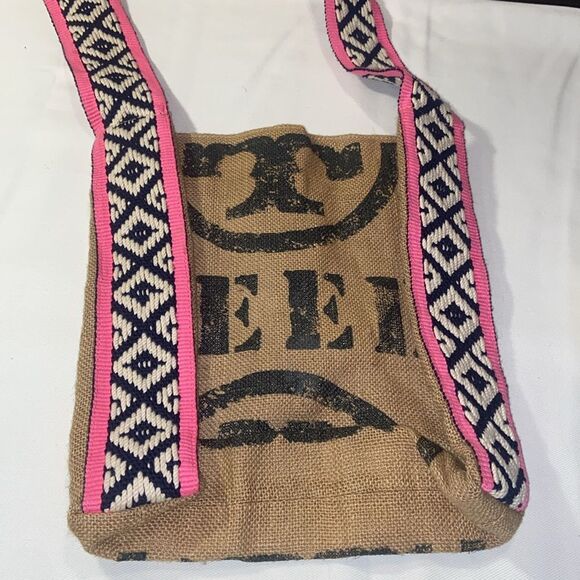 Collaboration TORY BURCH Burlap HOLT RENFREW FEED BAG Shoulder Cross Body Pink - Picture 16 of 16
